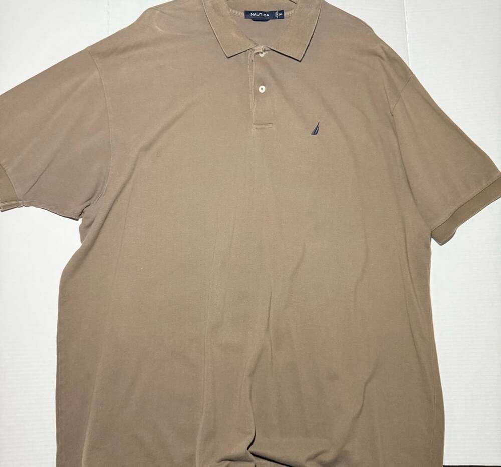 Nautica Polo Shirt Size XXL Brown Cotton Short Sleeve